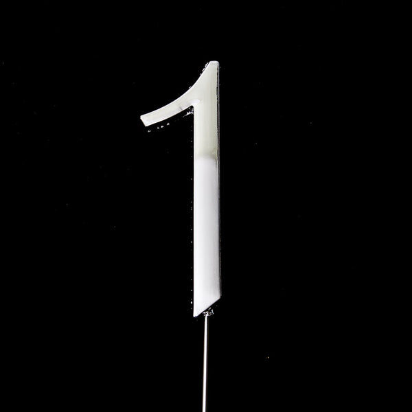 Metal cake topper with the number 1 in Silver