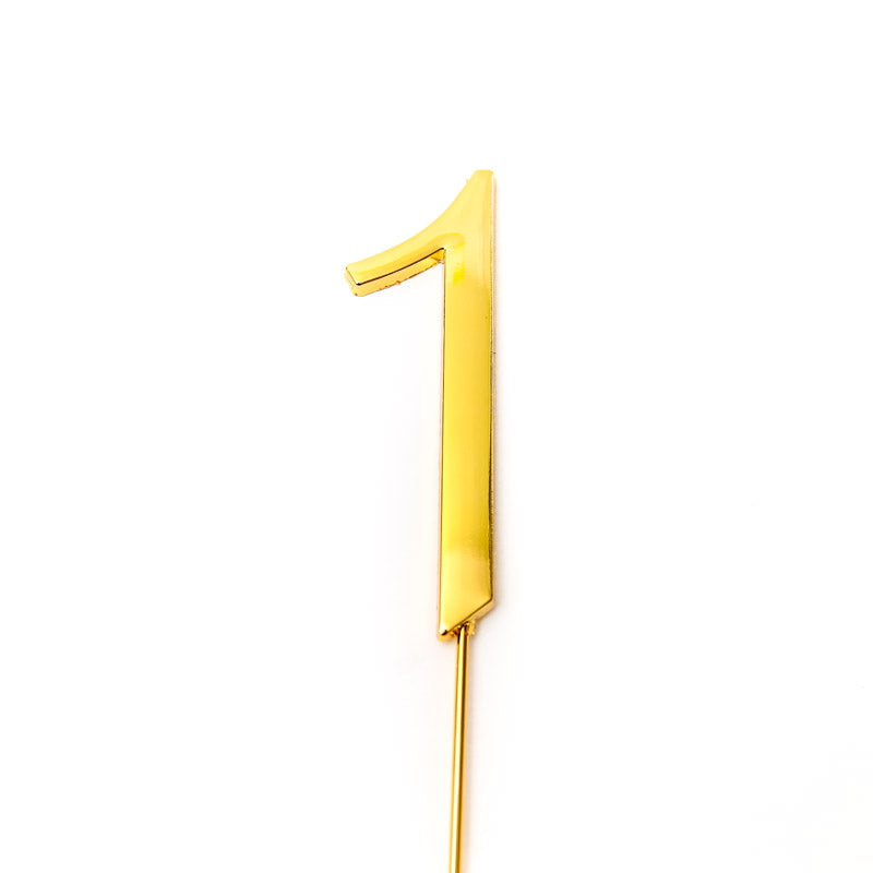 Metal cake topper with the number 1 in Gold
