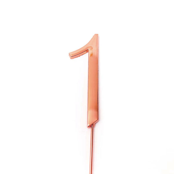 Metal cake topper with the number 1 in Rose Gold