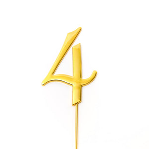 Metal cake topper with the number 4 in Gold