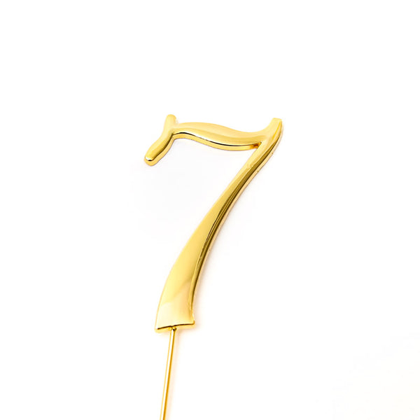 Metal cake topper with the number 7 in Gold