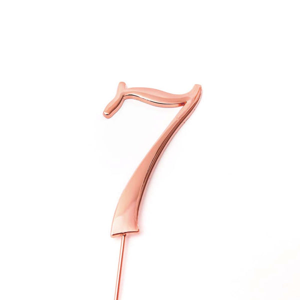 Metal cake topper with the number 7 in Rose Gold