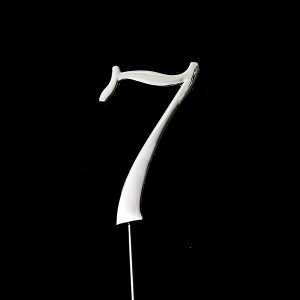 Metal cake topper with the number 7 in Silver