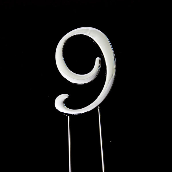 Metal cake topper with the number 9 in Silver