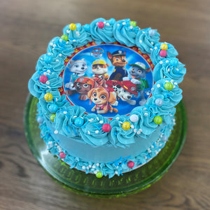 Iced Cake with licensed image by Sweet Creations, Blenheim, New Zealand