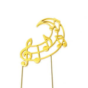 Metal cake topper with the Musical Notes in Gold
